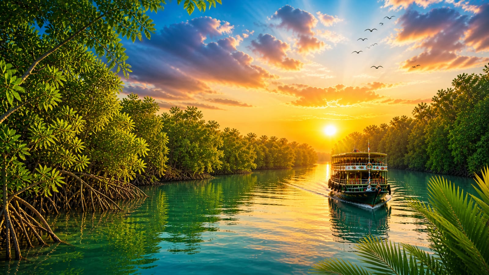 Traditional boat in Sundarban creek